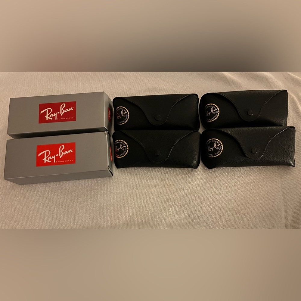 NEW Ray-Ban Classic Black Sunglasses Cases set of four with two empty boxes
